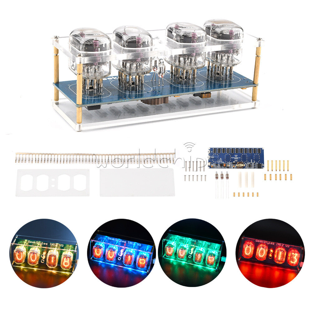 Micro USB Tube Glow Nixie Tube Clock DIY Kit for IN14/ IN12 IN-12 QS30 PCBA RGB