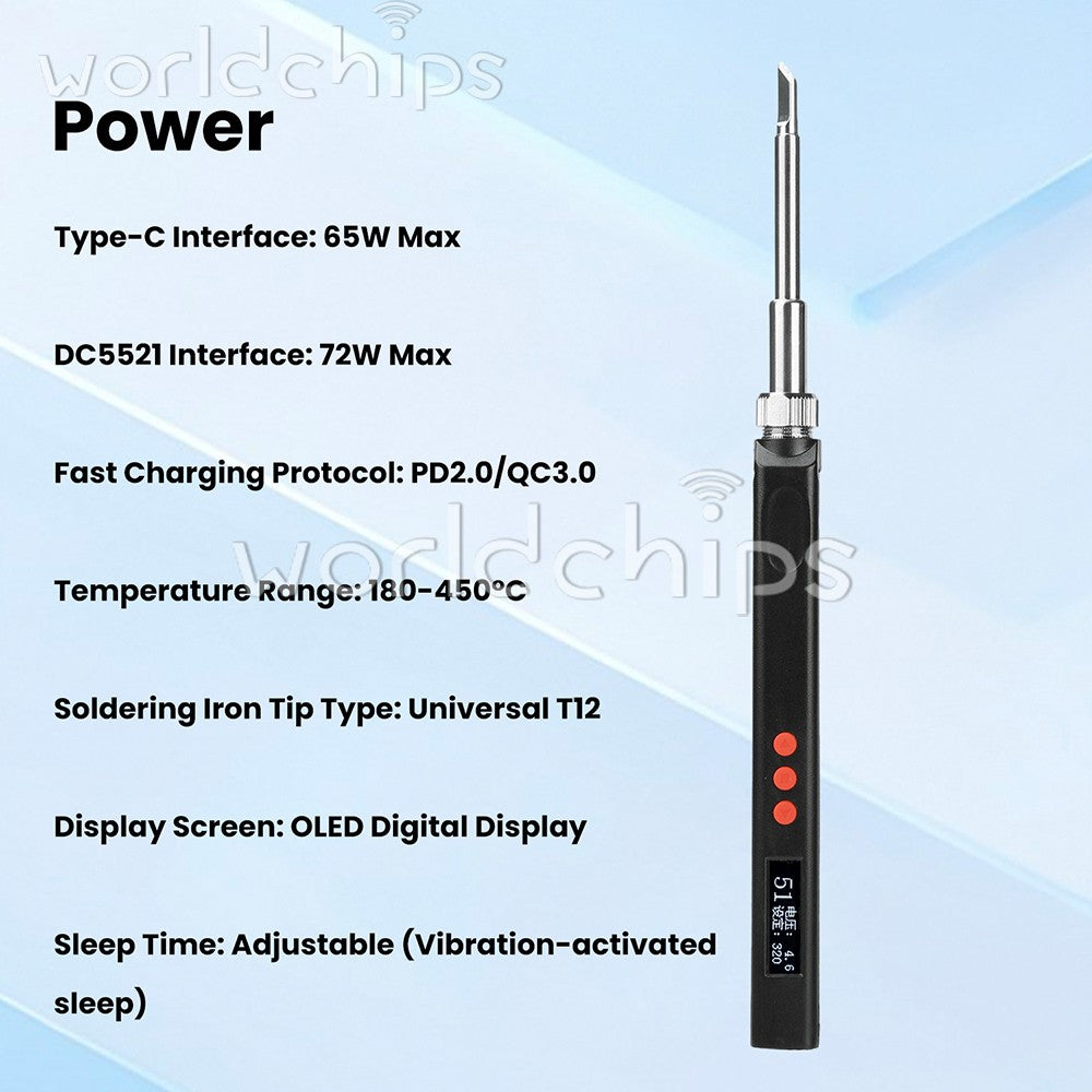 65W Soldering Iron Kit OLED PD Electric Heat Pencil Solder Tool Adjustable Temp