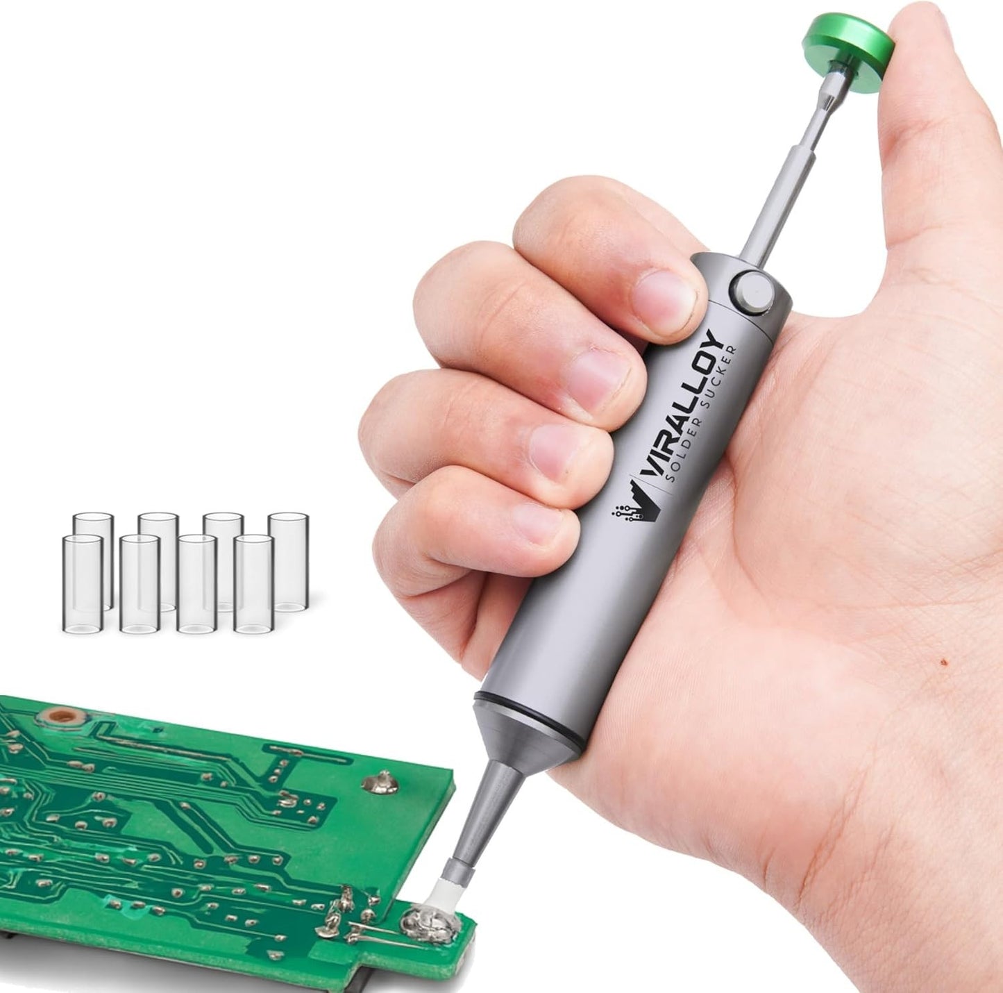 Solder Sucker Tool No Clog Silicone-Tip Manual Desoldering Pump Soldering Access