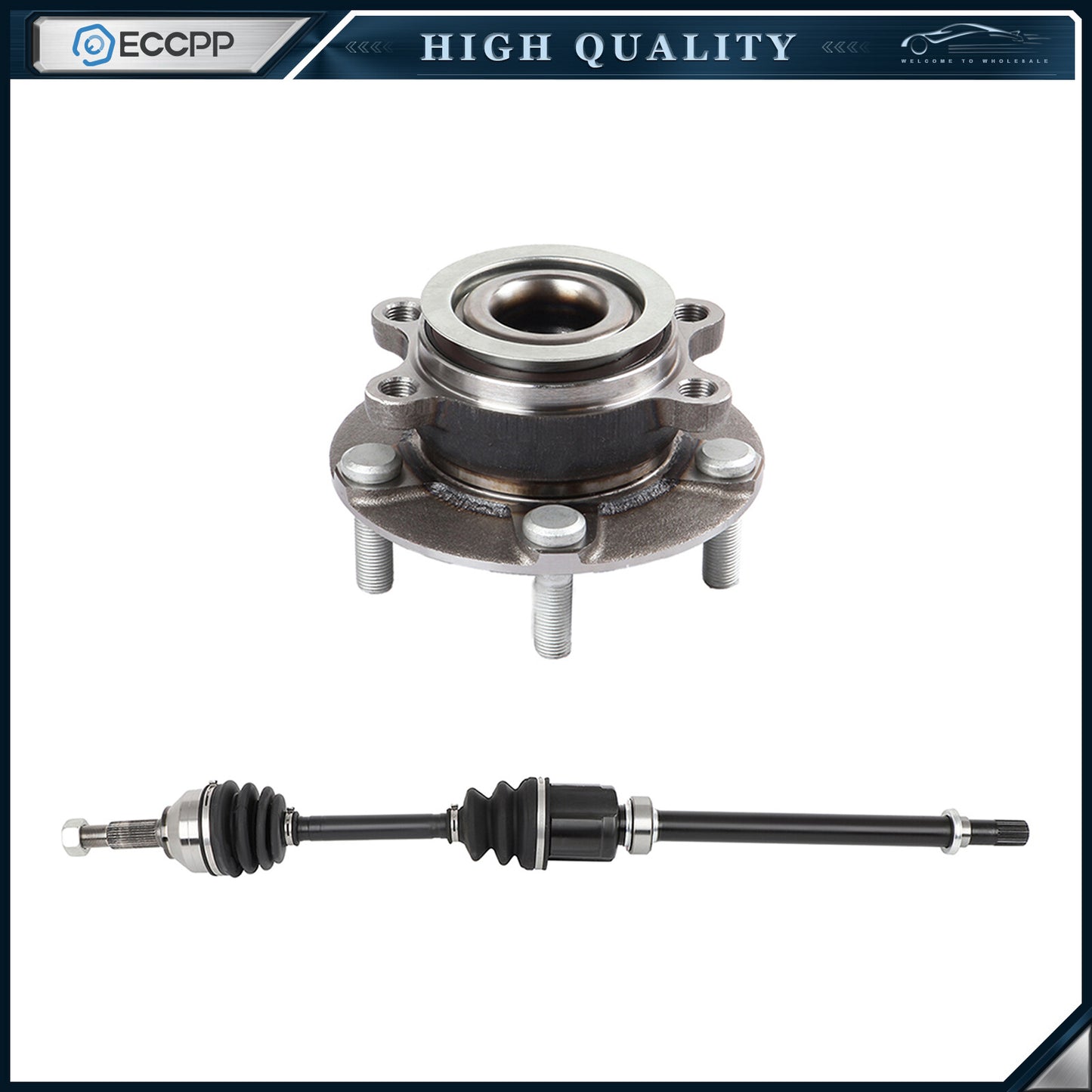1X CV Axle + 1X Wheel Hub Bearing Front Right For Nissan Rogue 2.5L AWD 2008-13