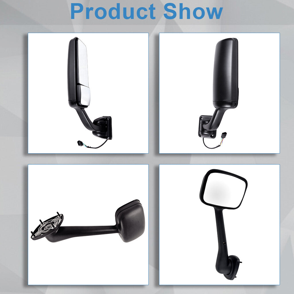 4PCS For 08-13 Freightliner Cascadia Manual Hood & Power Heated Door Mirrors