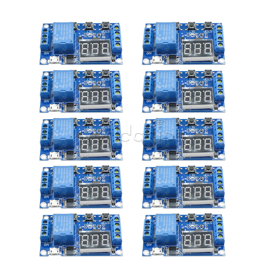 10PCS Digital LED Trigger Delay Cycle Timer Switch Relay Module Micro USB 5V