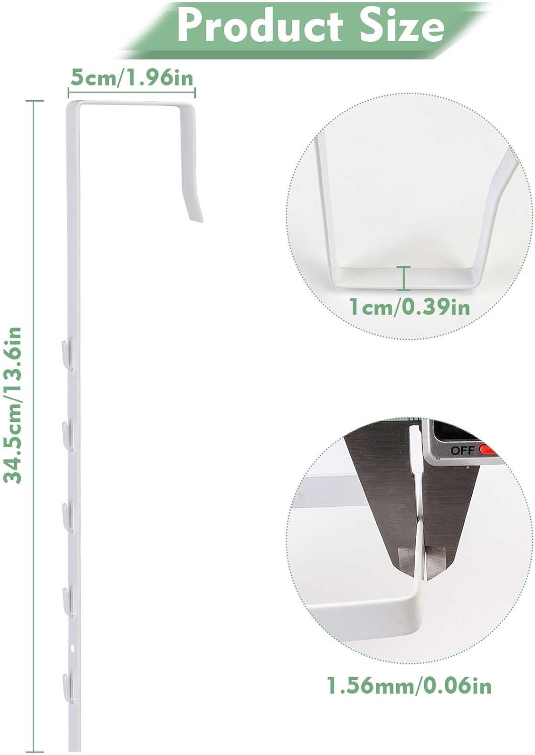 Over-Door Mirror Hanger Set, 2 Adjustable Brackets with Protective Lining, White