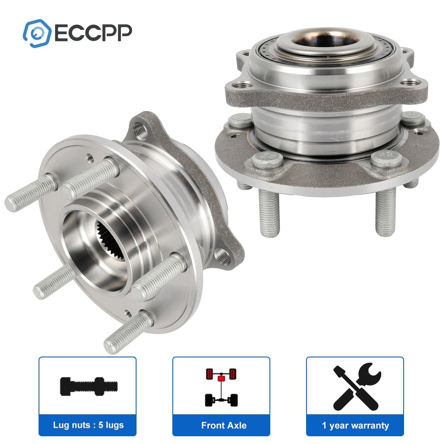 2 Pcs Wheel Hub Bearings Front For Hyundai Santa Fe Veracruz Kia Sorento NON-ABS