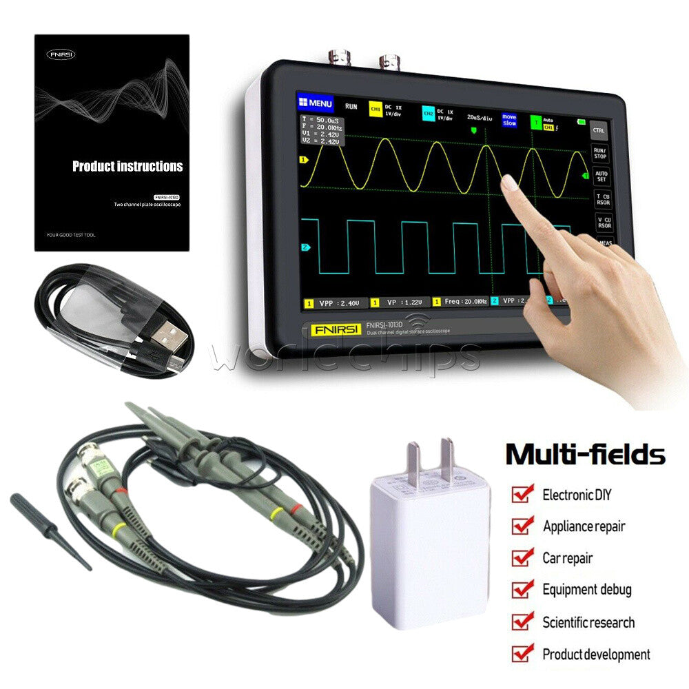 1013D 7 inch 2CH Digital Storage Oscilloscope 100MHz Bandwidth 1GS Sample Rate
