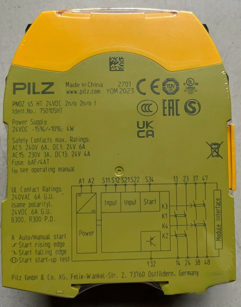 1pcs PILZ PNOZ s5 HT 24VDC 2 n/o 2 n/o t  Safety Relays  750105HT