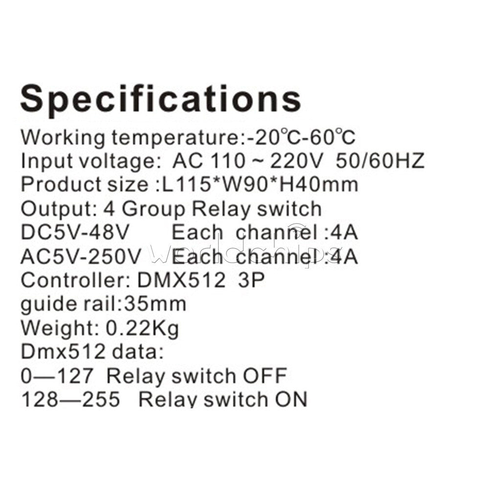 AC110-220V 4Channel DMX512 Relay Switch DMX Relay Controller + Case For Lamp