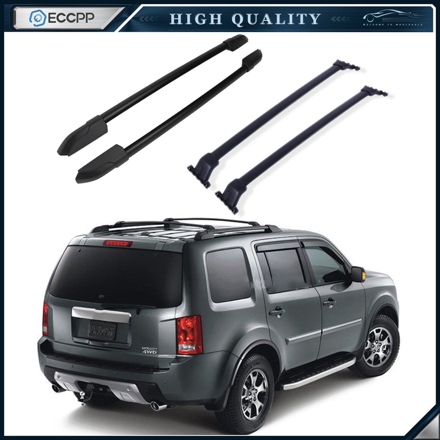For 2009-2015 Honda Pilot Roof Cross Bar + Side Rail Luggage Cargo Rack