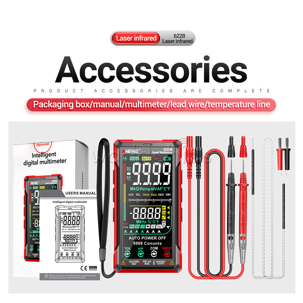 ANENG 622B Digital Smart Multimeter Auto Range DC/AC Meter Infrared Laser  Lamps