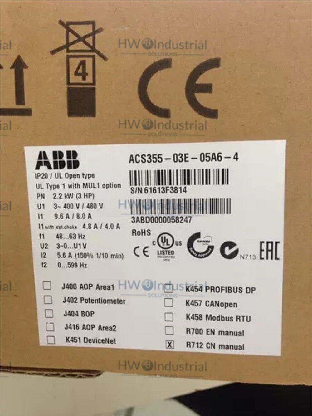 1/Piece ABB Frequency Converter ACS355-03E-05A6-4 380V 2.2KW  Inverter