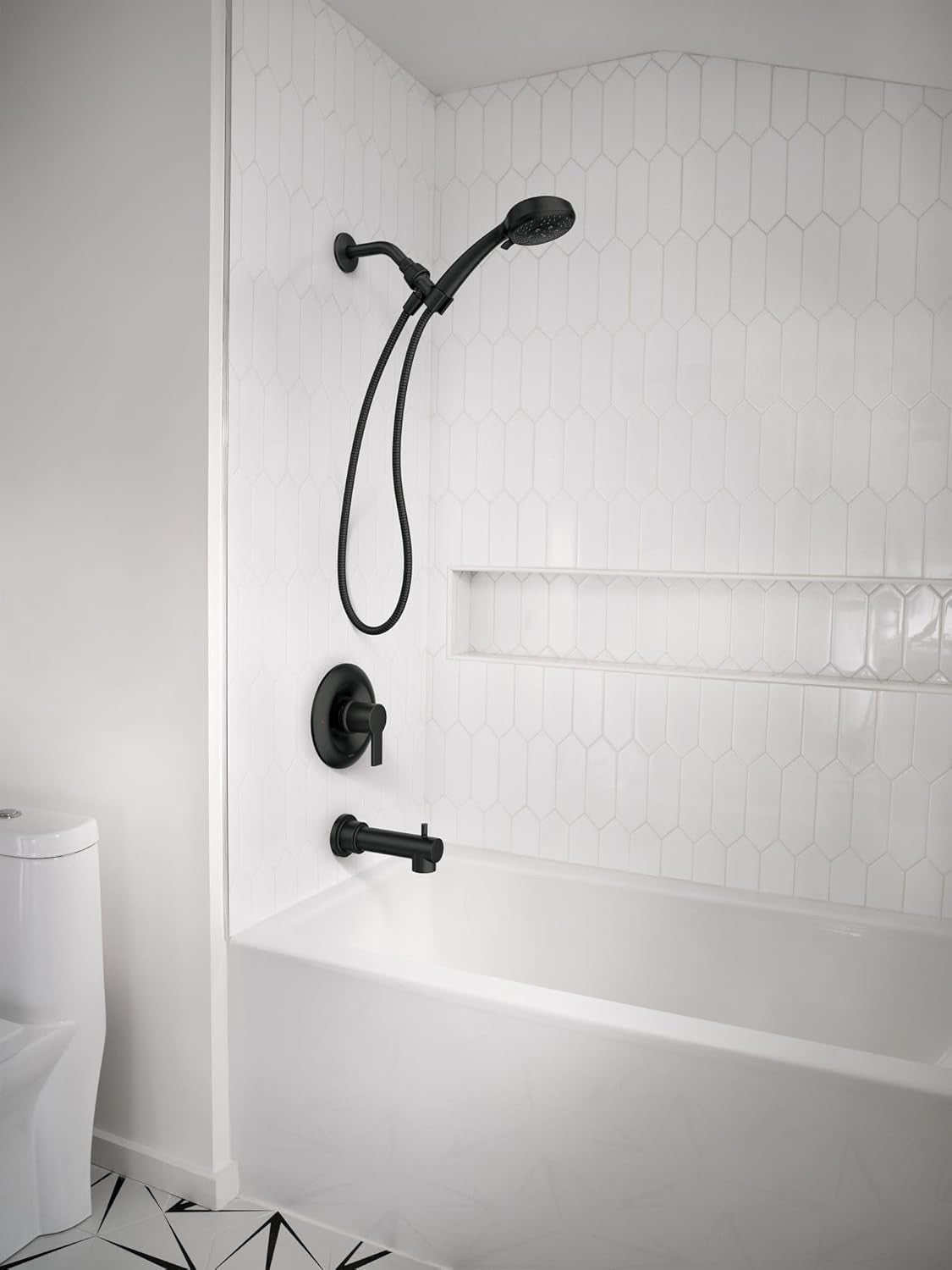Matte Black Single Handle Shower Faucet Set with Handshower and Tub Spout