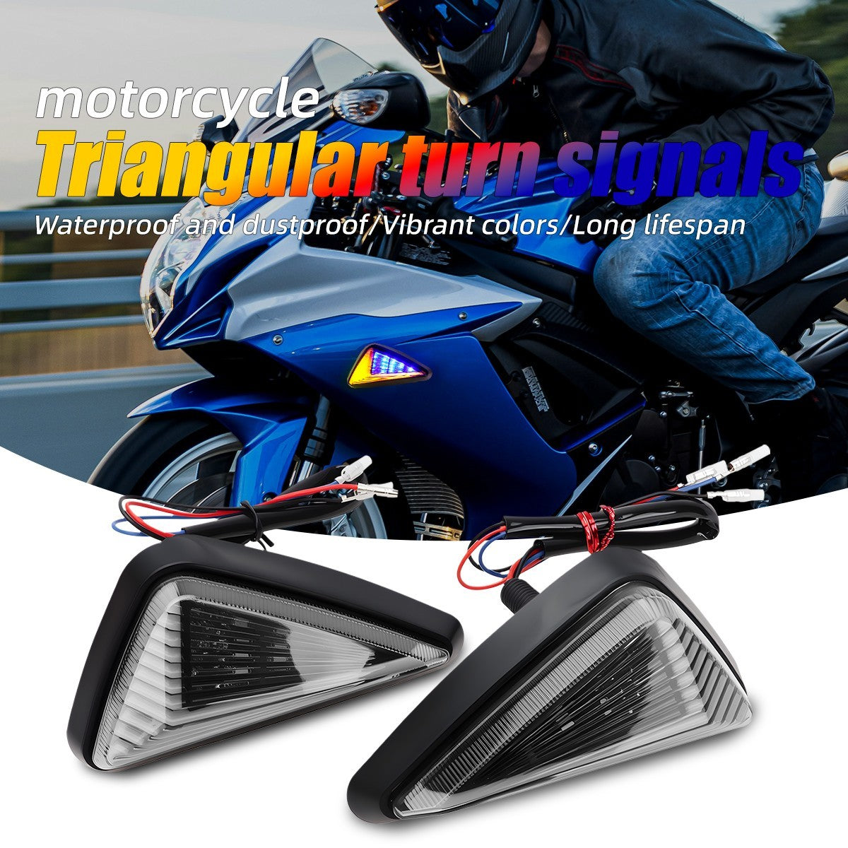 Motorcycle Triangle Flush Mount LED Turn Signal Light for For honda For Suzuki