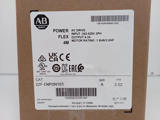 For Allen-Bradley 22F-D4P2N103 PowerFlex 4M 1.5 kW 2 HP AC Drive 22FD4P2N103