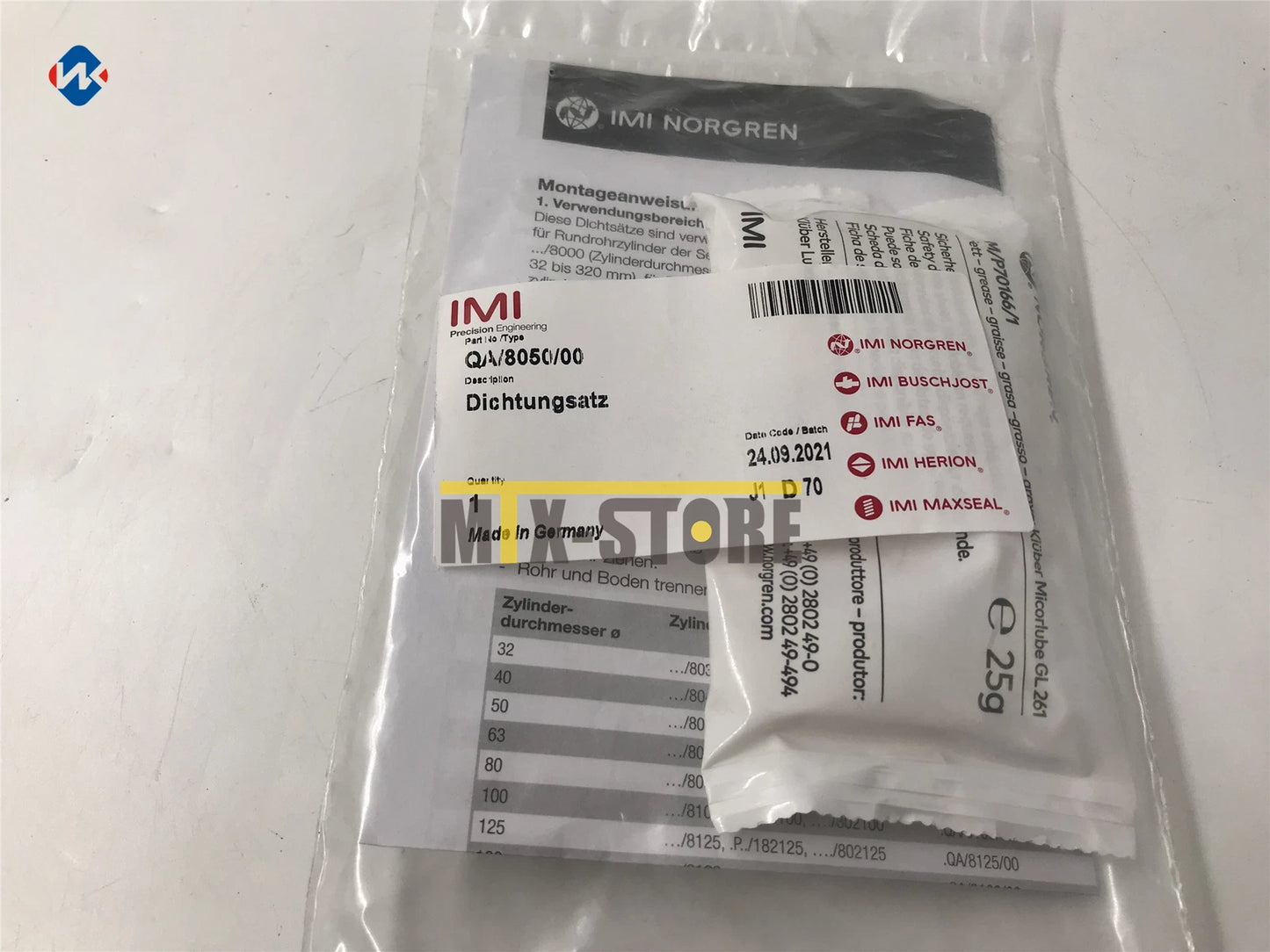 1PCS  For NORGREN QA/8050/00 QA-8050-00 Cylinder Service Kit #P