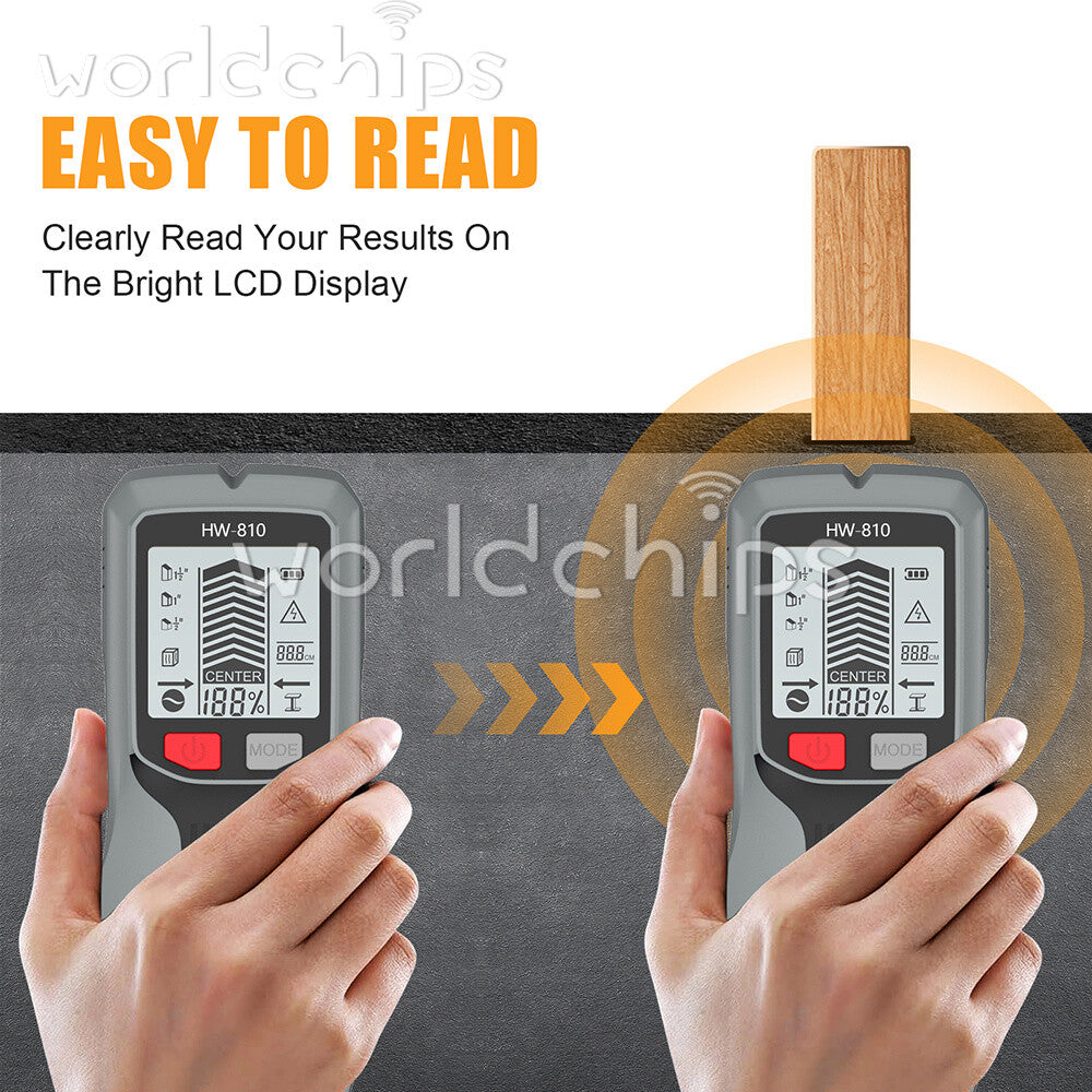 6-in-1 Stud Finder Wall Scanner LCD Display Detector for Wood AC Metal detection