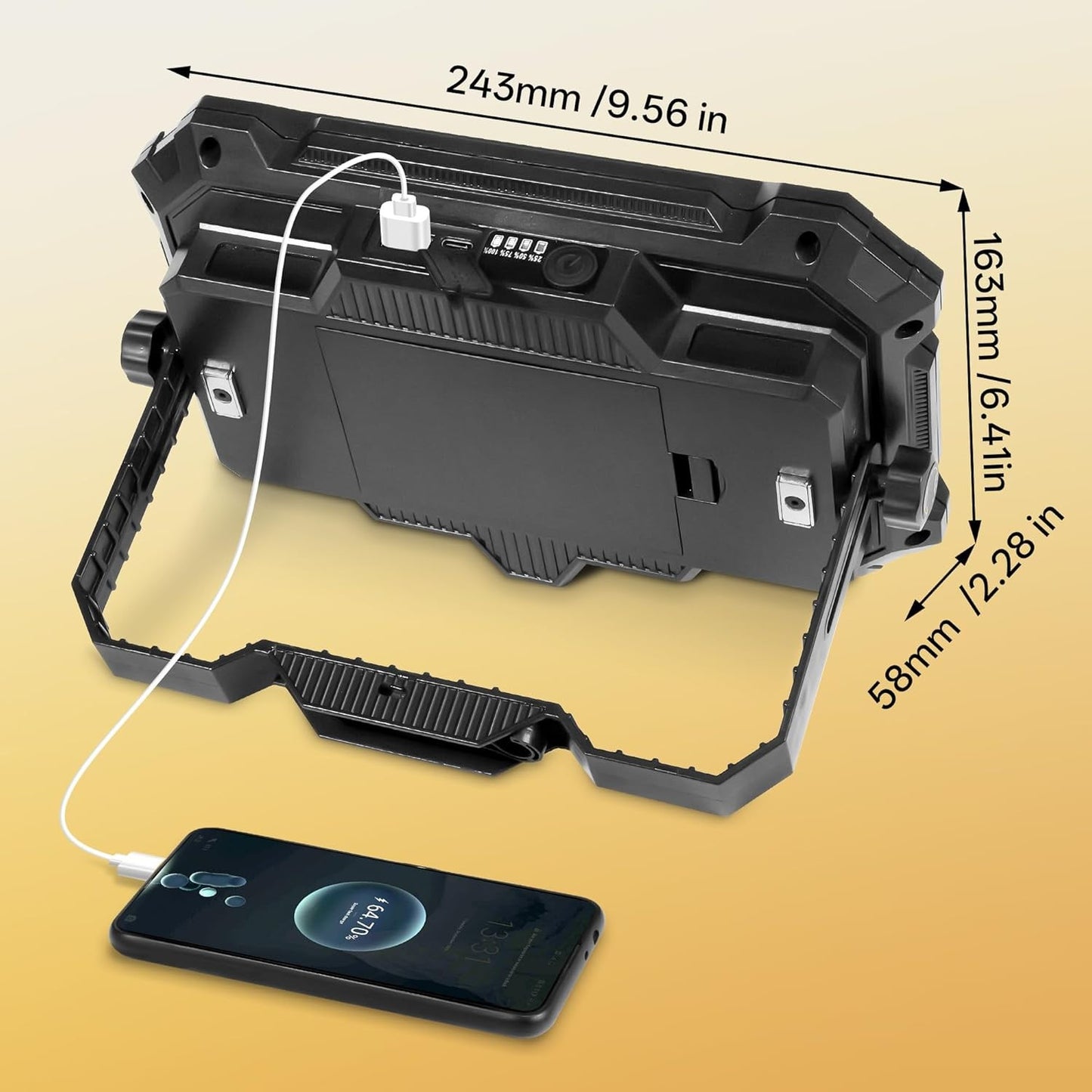 Rechargeable LED Work Light, 12000mAh, 10000LM, 4 Modes, IP65 Waterproof