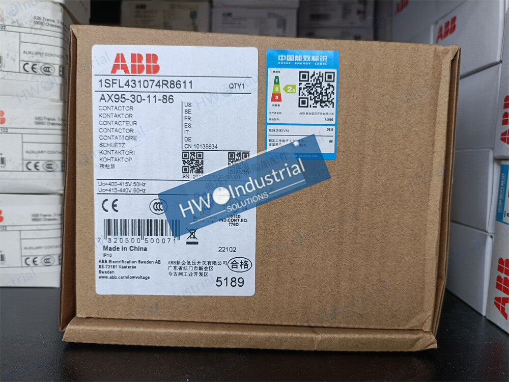 1/Piece AX95-30-11-86 Coil Voltage 440VAC 60HZ ABB AX Series Contactor