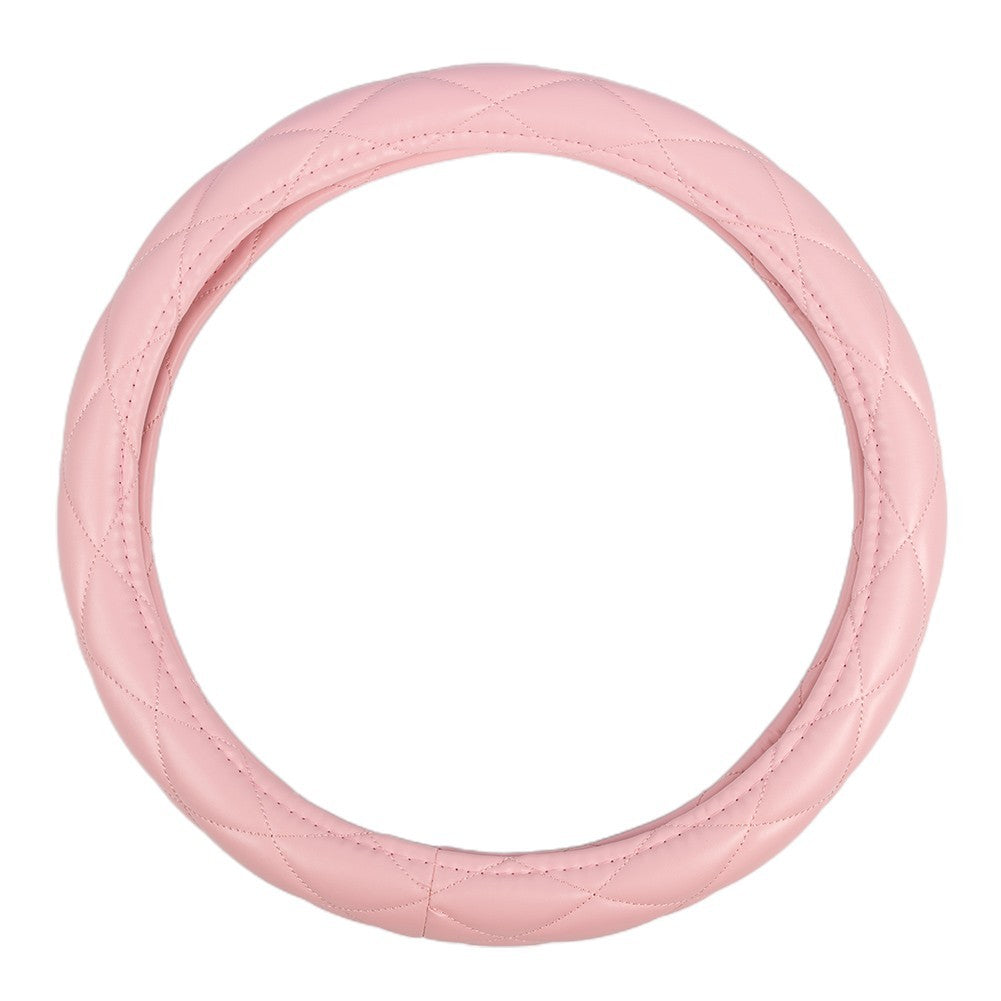 Pink Car Steering Wheel Cover 38cm/15 PU Leather Bling Diamond For Womens Girls