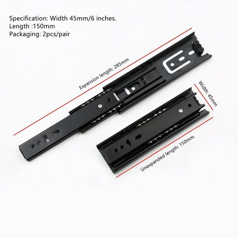 1Pc Drawer Short Slide Fold 3Section Ball Guide Rail Track 35mm 45m 4 to 8Inches