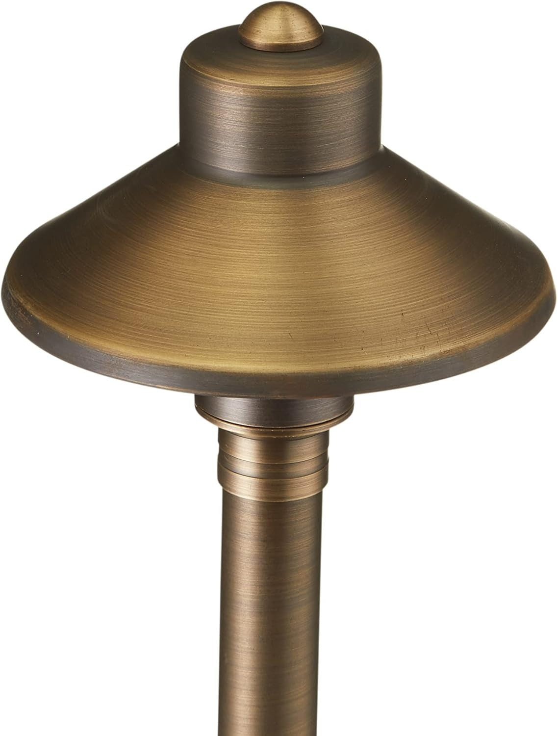 12V Flat Hat Brass Path Light, 25" Tall - 5" Shade, 3W 2700K LED