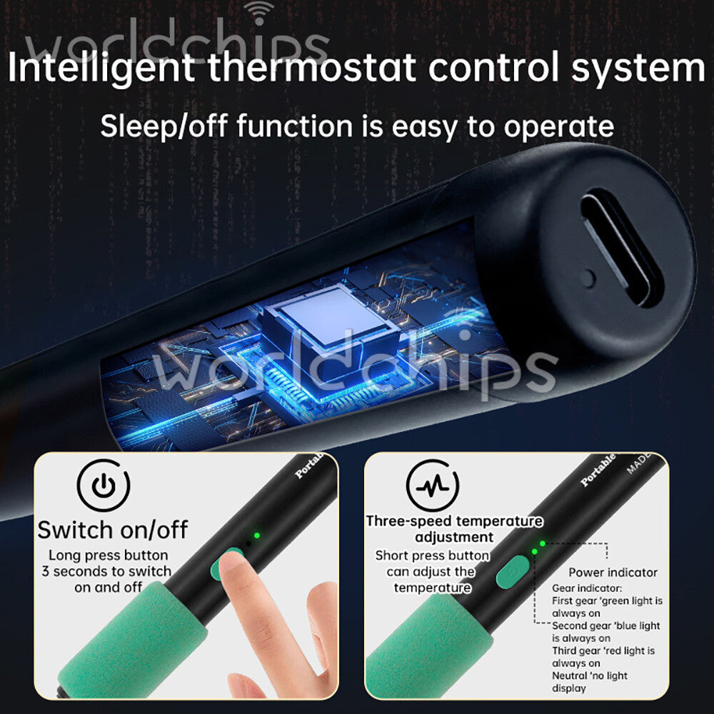 15W Cordless Soldering Iron Kit DIY Welding Pen 3-speed adjustable Temperature