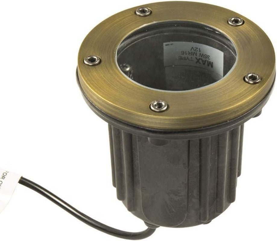 12V Brass In-Ground Well Light - 5W MR16 LED, Open Top, Low Voltage