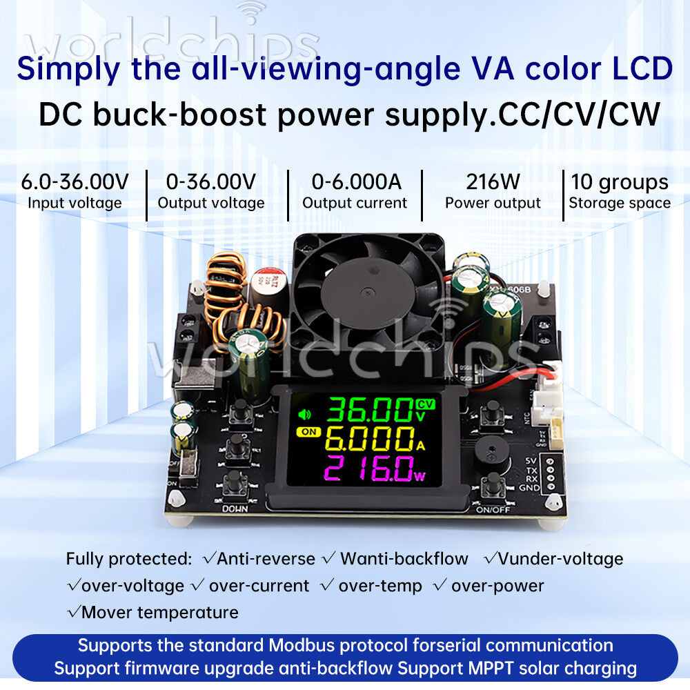 XY3606B CNC Buck-Boost Module DC Adjustable Voltage Regulator Power Supply + Fan