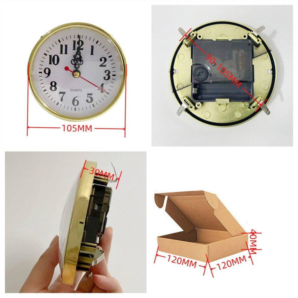 High Quality Gold Trim Quartz Clock Insert Arab Numerals Multiple Sizes
