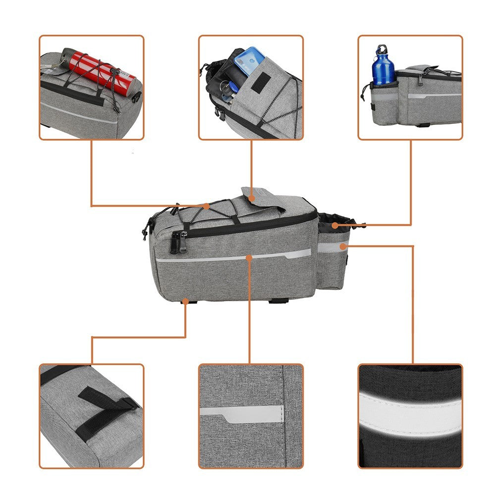 Adjustable Bike Rear Rack Bag with Multiple Pockets for Easy Organization