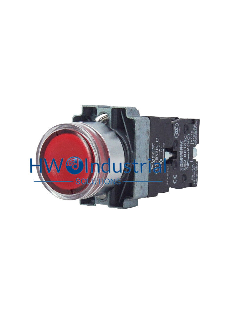 1PC LED Light Self Reset Button Switch XB2BW34B2C XB2-BW34B2C Red 1NC 24V