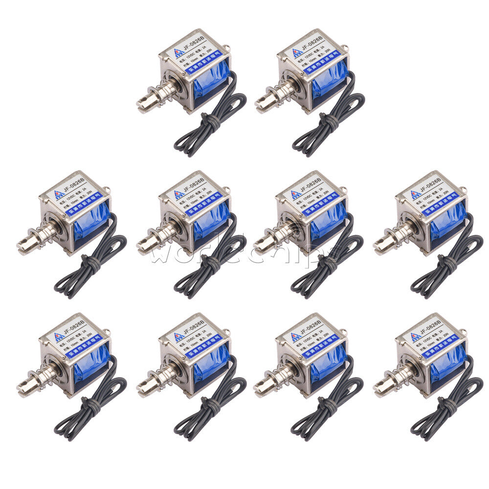 10PC 12V JF-0826B Reset10mm 20N Push Pull Type Open Frame Solenoid Electromagnet