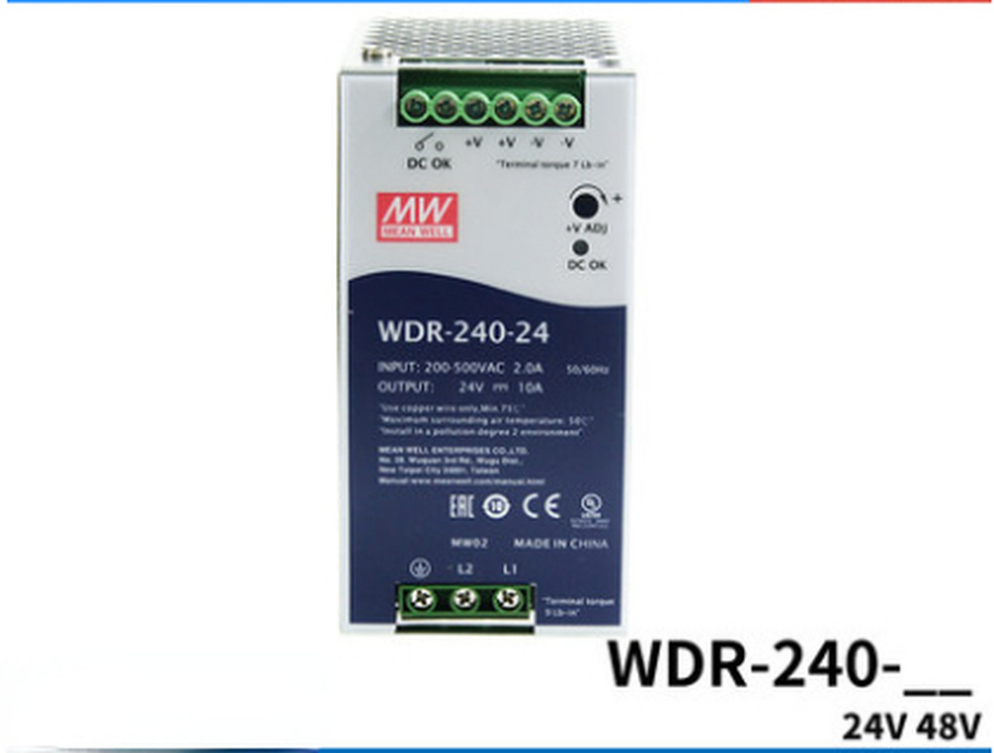 1PCS MEAN WELL WDR-240-48 Rail Switching Power Supply 48V 5A 240W