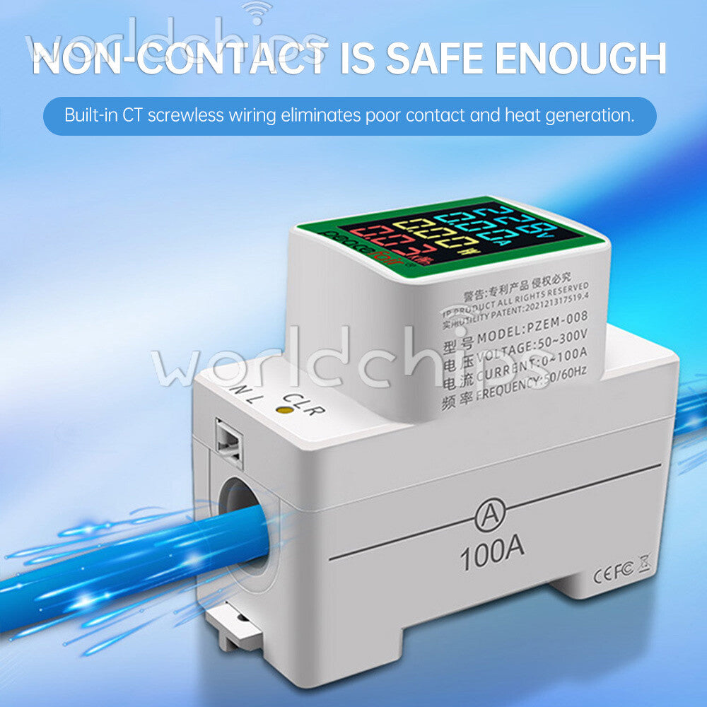 Digital Power Energy Voltmeter Ammeter Watt Kwh Power Meter Range AC50-300V 100A