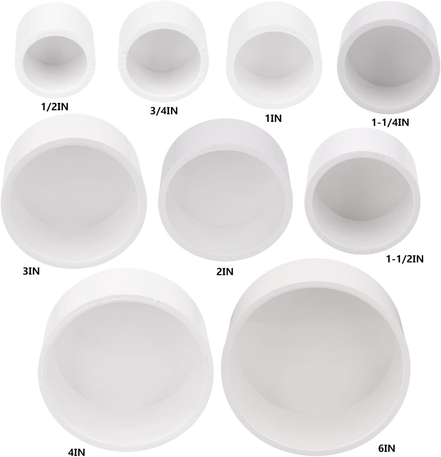 4" PVC Pipe End Cap, Schedule 40 Furniture Grade, White Plug for DIY Furniture