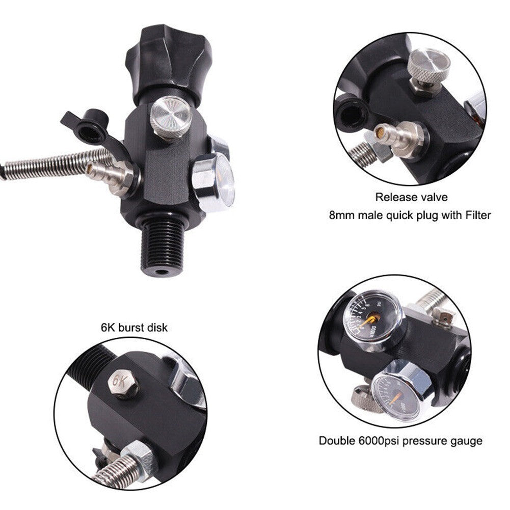 Pumps Adapter 1 PC 6 Mm 6000psi 7/8 - 14 UNF Charging Valve Dual Gauge
