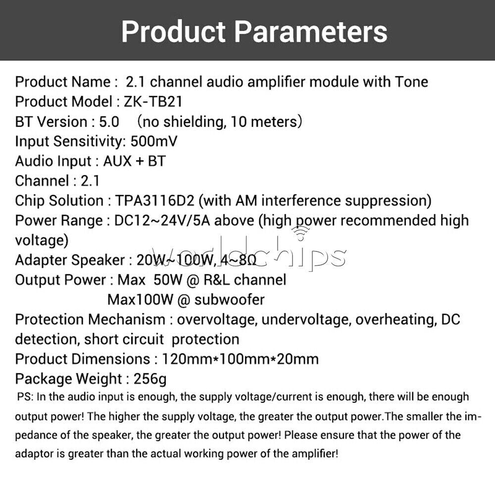 DC12-24V APP Model 2.1 Channel Bluetooth 5.0 Digital Amplifier Module TPA3116D2