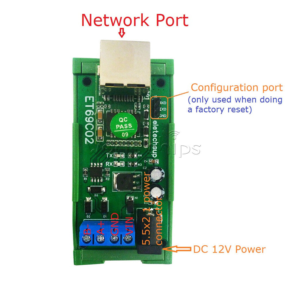 RS485 to Ethernet TCP/IP Converter MQTT Modbus RTU Module With Rails