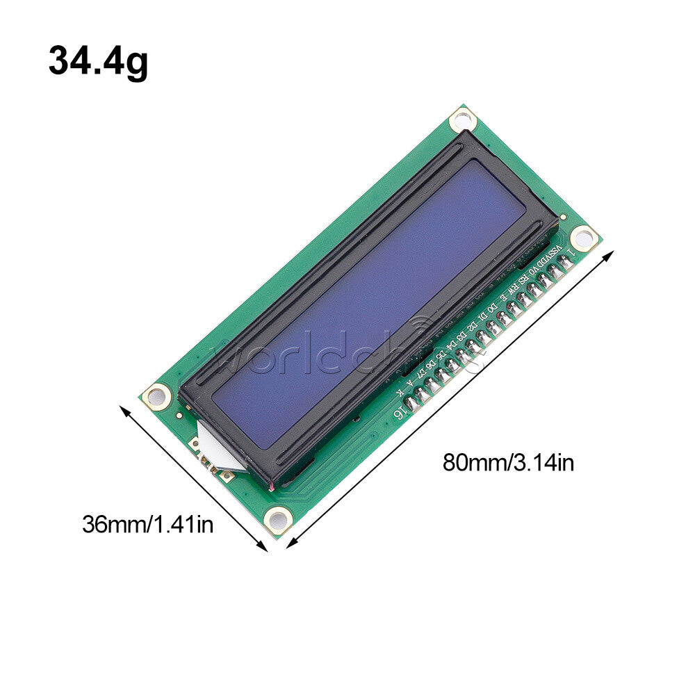 5PCS Blue Display IIC/I2C/TWI/SPI Serial Interface 1602 16X2 LCD Module TOP