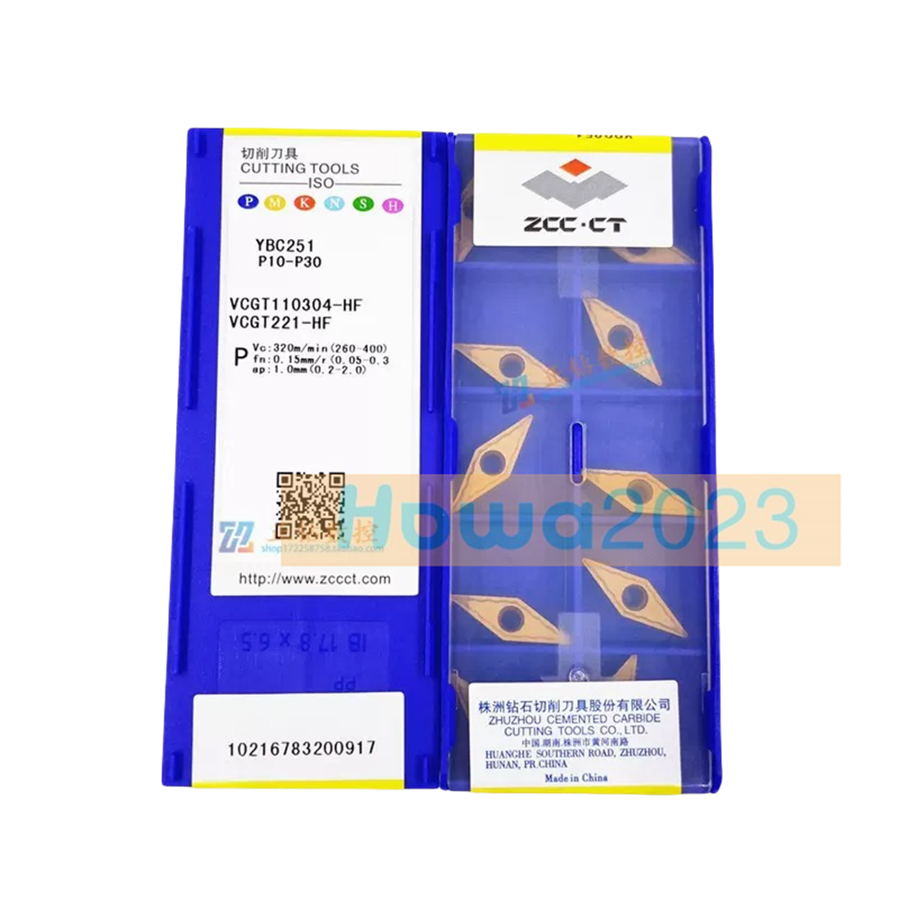 10Pcs/box  ZCC.CT VCGT110304-HF YBC251 VCGT221-HF CNC Blade Carbide Inserts