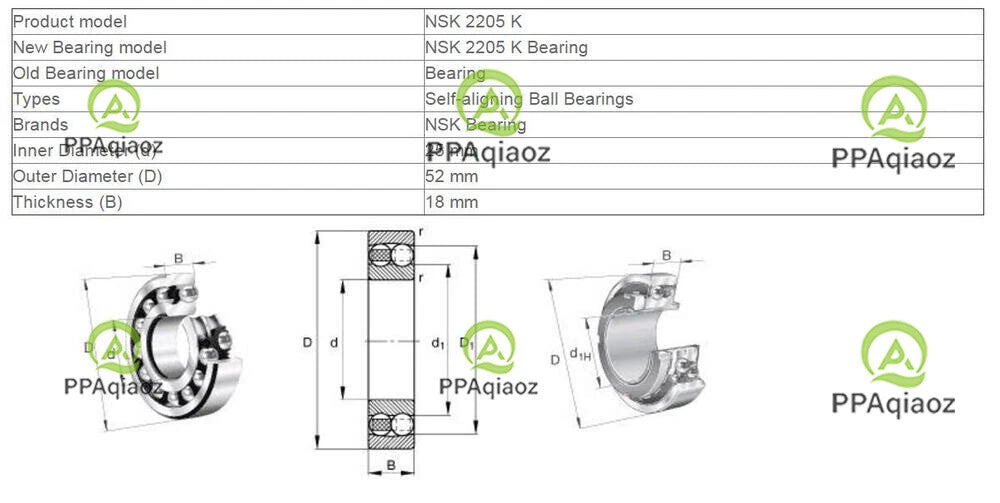 1PC NSK 2205 K Self-Aligning Ball Bearings 25x52x18mm #P