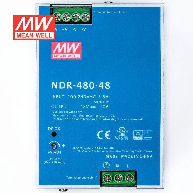 Mean Well NDR-480-48 Industrial DIN rail power supply ping
