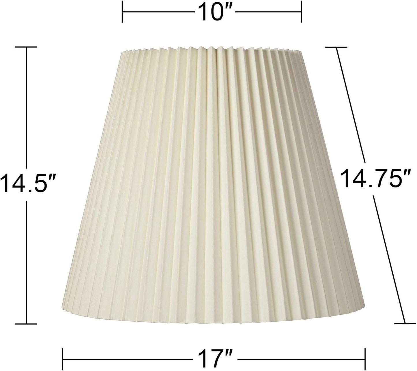 Set of 2 Pleated Empire Lamp Shades - Ivory, 10" Top x 17" Bottom