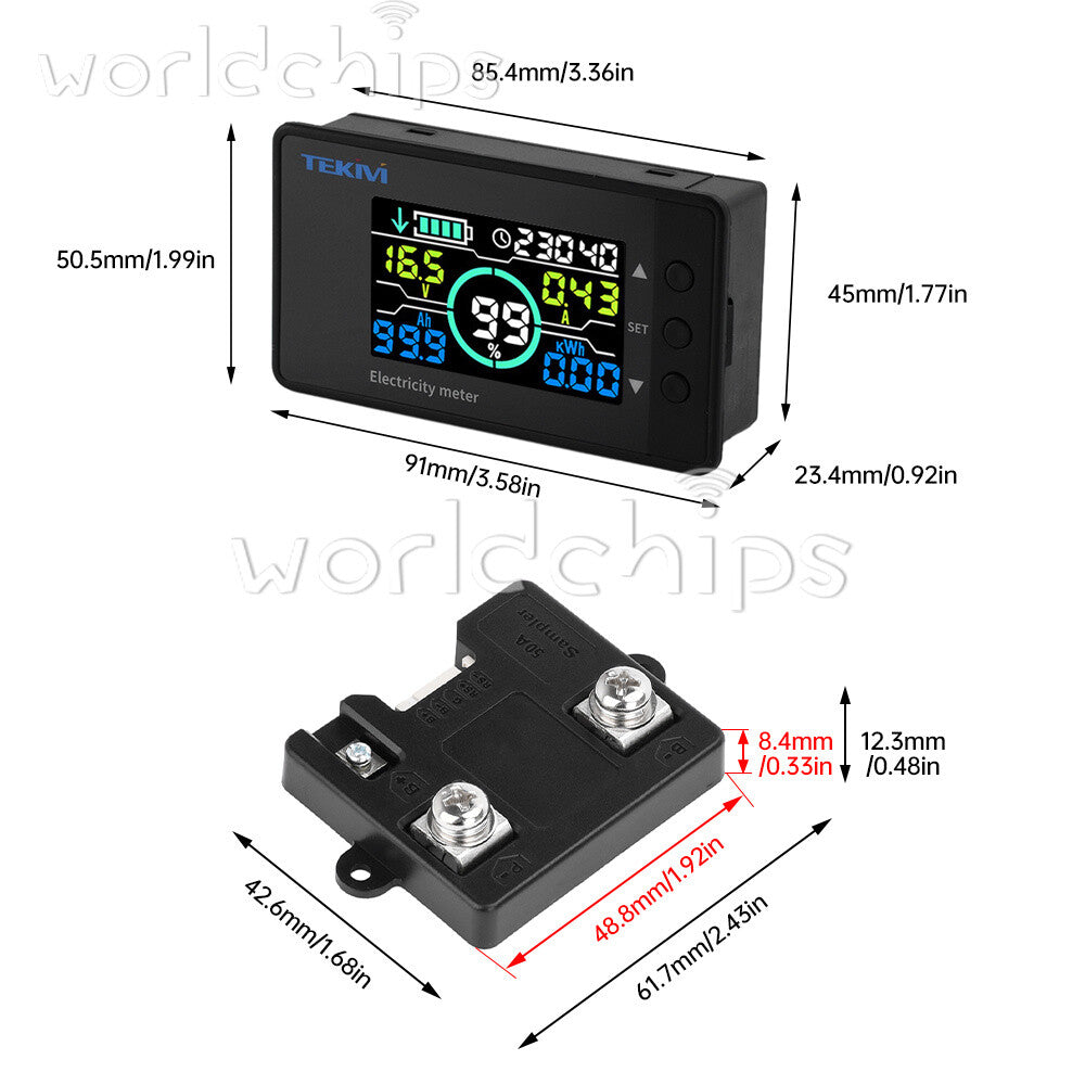 DC7.5~100 Battery Monitor Voltage Ammeter Bi-directional Detection Coulomb Meter
