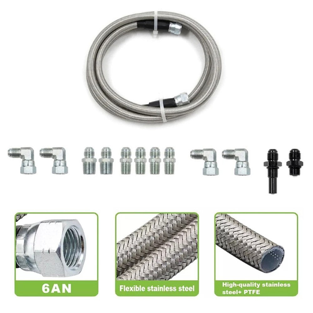 Stainless Steel Flexible Transmission Cooler Lines Kit 6AN for 4L60E 4L80E