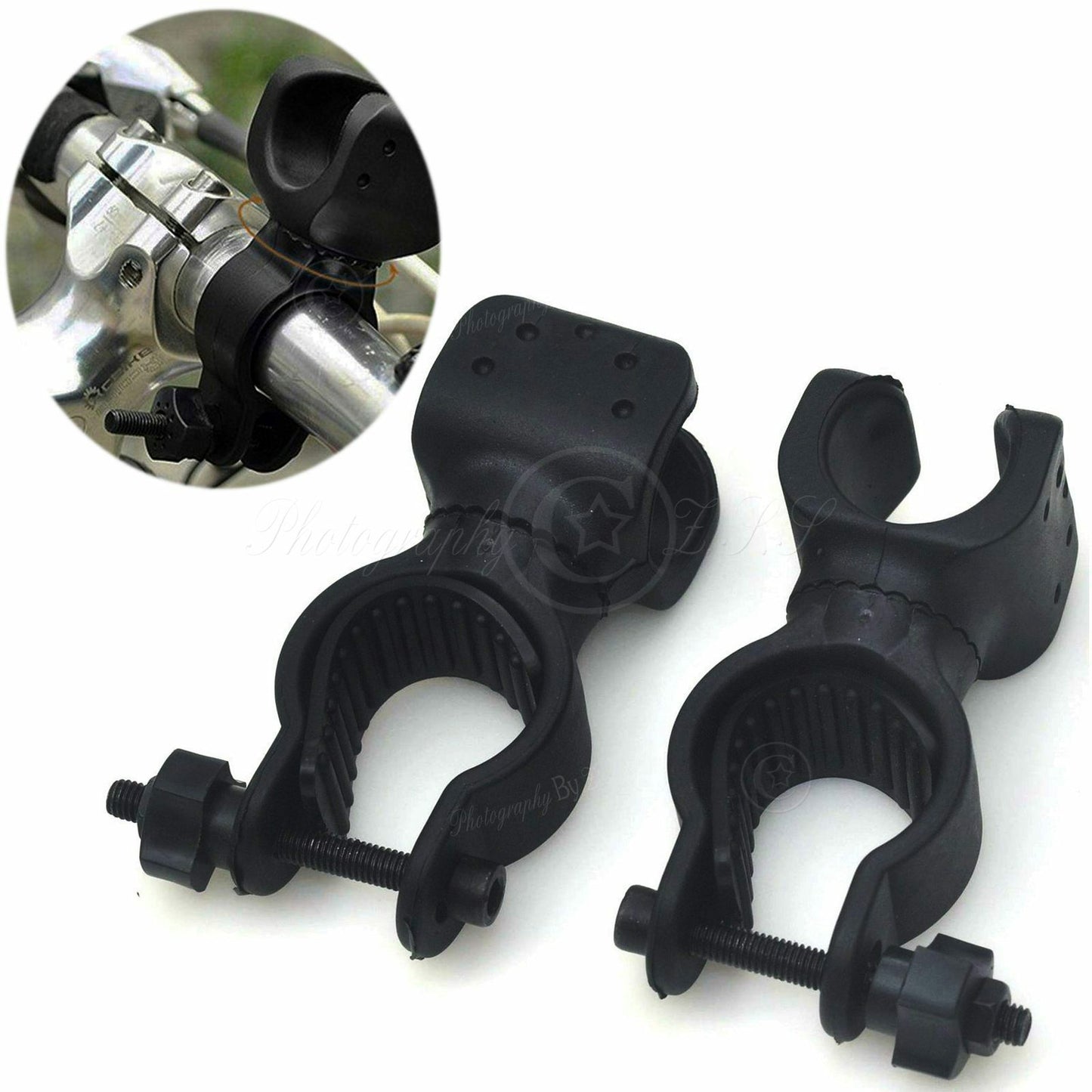 2x Bicycle LED Flashlight Bracket 360° Holder Mount Soft Bike Quick Release Clip