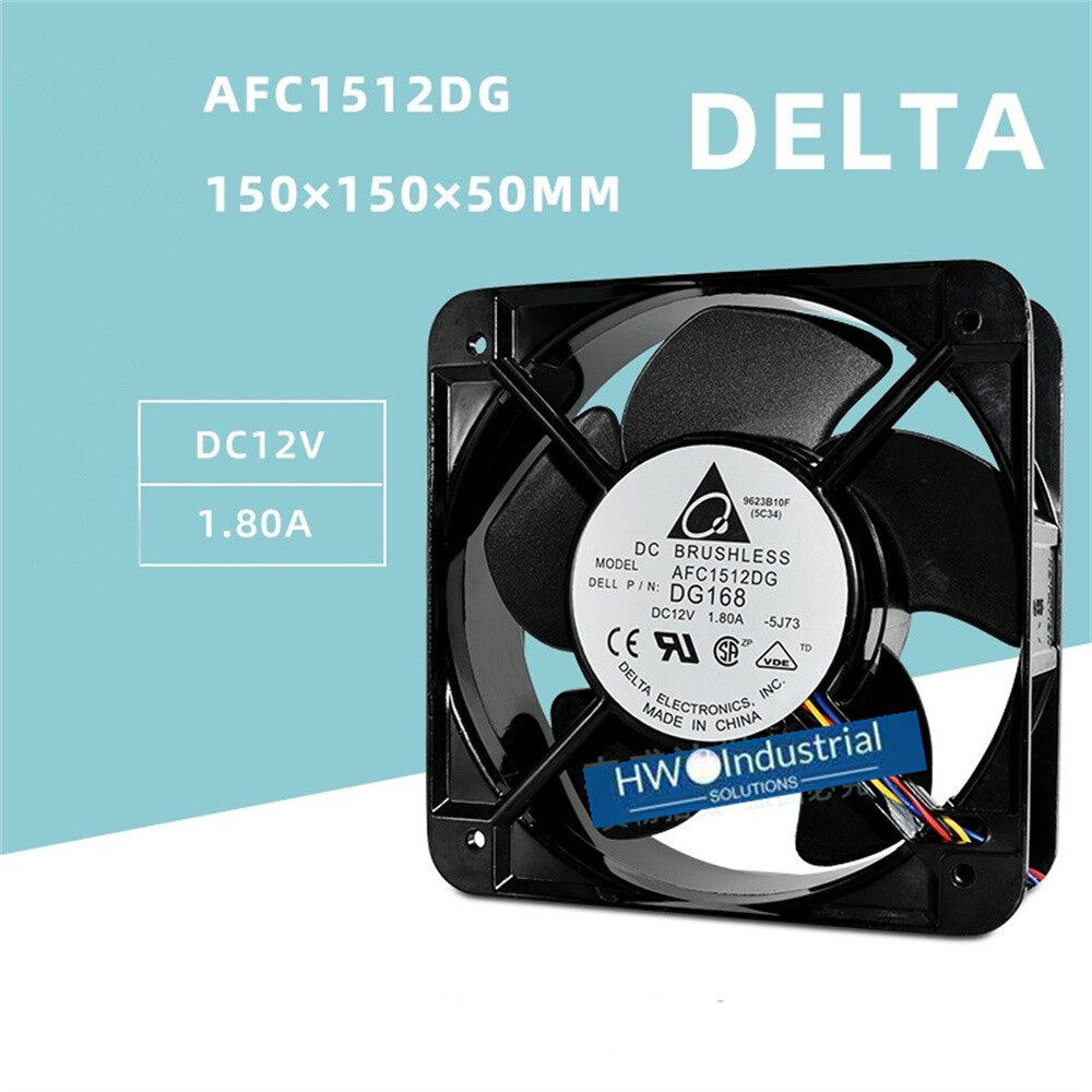 AFC1512DG 4-wire Delta 15050 12V 1.80A 15CM High Air Volume Metal Fram Fan