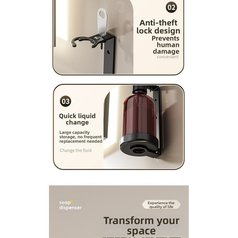 304 Stainless Steel Soap Dispenser with Lock Wall Mounted for Multiple Liquids