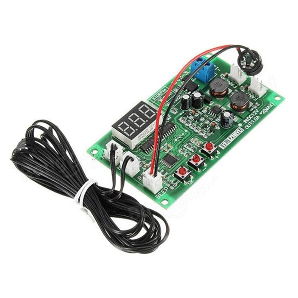 12V Fan Speed Controller 3-wire Digital Display Dual Ways Temperature Thermostat