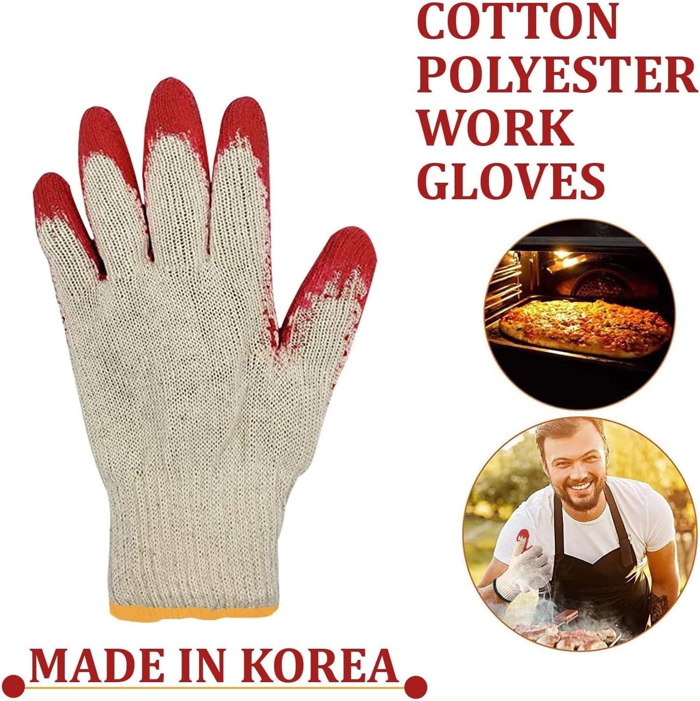 Red Palm Latex Work Gloves, 300 Pairs, String Knit, Dipped