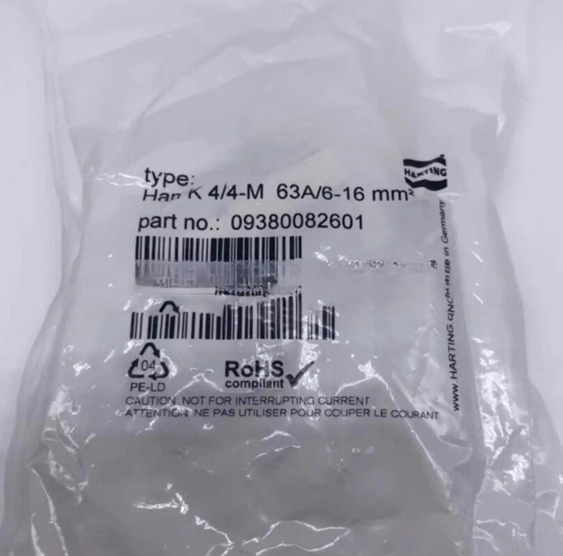 1PCS  FIT 09380082601 HAN K 4/4-M male 4 thick 4 thin ground connector 36 16A